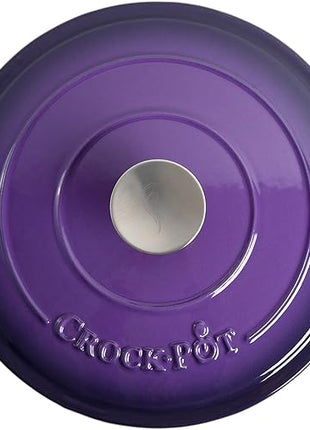 Crock-Pot Artisan 5-Quart Round Enameled Cast Iron Dutch Oven – Lavender Purple, Durable Heavy-Duty Cookware for Slow Cooking, Roasting, Baking with Lid