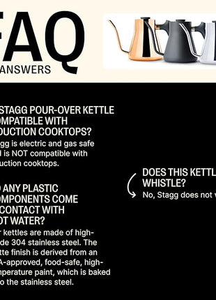 Fellow Stagg Stovetop Pour-Over Coffee and Tea Kettle - Gooseneck Teapot with Precision Pour Spout, Built-In Thermometer, Matte Black, 1 Liter