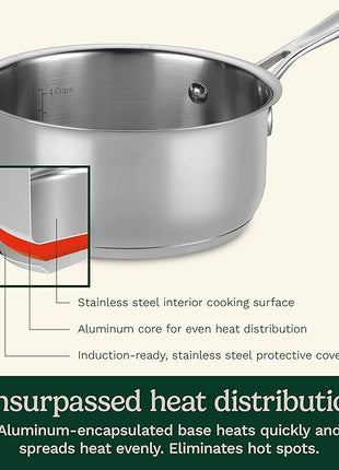 Cuisinart 1.5 Quart Saucepan w/Cover, Chef's Classic Stainless Steel Cookware Collection, 719-16