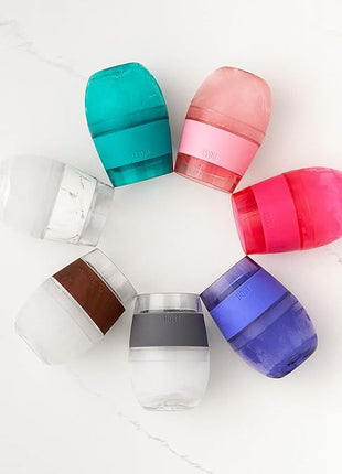 Host Cooling Cup Set of 1 Plastic Double Wall Insulated Freezable Drink Chilling Tumbler with Freezing Gel, Wine Glasses for Red and White Wine, 8.5 oz, Translucent Magenta