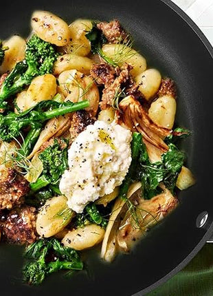 MsMk 12 1/2 inch Non Stick Frying Pan with Lid,Titanium and Ceramic Nonstick Large Skillet，Stay-Cool Handle,Scratch-resistant,Non-Toxic,Induction，Dishwasher Safe, Oven Safe to 700°F