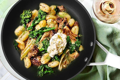 MsMk 12 1/2 inch Non Stick Frying Pan with Lid,Titanium and Ceramic Nonstick Large Skillet，Stay-Cool Handle,Scratch-resistant,Non-Toxic,Induction，Dishwasher Safe, Oven Safe to 700°F