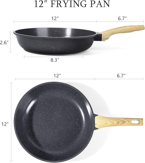GiPP Ceramic Nonstick Frying Pan - 12 Inch Healthy Non-Toxic Non Stick Skillet Omelette Pans, Induction Compatible Chef Pan, PFAS & PFOA-Free, Dishwasher Safe, Stay Cool Handles
