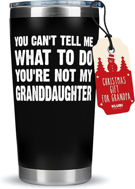Grandpa Christmas Gifts from Granddaughter - 20oz Black Tumbler Cool Grandfather Idea Best Xmas Presents For Elderly Dad Grandfather Birthday Present for Granddad Christmas Gifts for Grandpa Tumbler