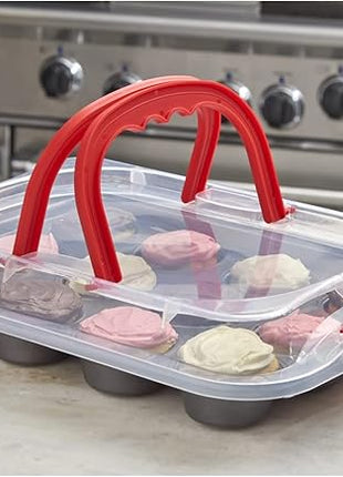 Nifty Solutions Cake Pan & Muffin Pan with Lid, 2 Piece Baking Pans Set - 9 x 13 Cake Pan & 12-Cup Muffin Pan, Non-Stick Pans, Kitchen Bakeware, Dishwasher Safe