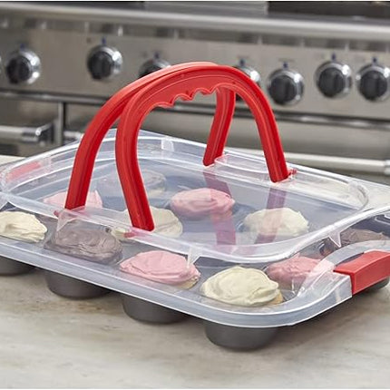 Nifty Solutions Cake Pan & Muffin Pan with Lid, 2 Piece Baking Pans Set - 9 x 13 Cake Pan & 12-Cup Muffin Pan, Non-Stick Pans, Kitchen Bakeware, Dishwasher Safe