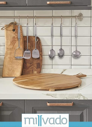 Stainless Steel Kitchen Utensil Set, Cooking Utensils, Set of 6 Kitchen Tools, Solid Spoon, Slotted Spoon, Solid Turner, Slotted Turner, Soup Ladle, Potato Masher, Dishwasher Safe