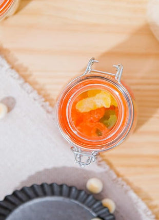 Encheng Small Glass Jars With Airtight Lids, Glass Spice Jars 5 oz,Maosn Jars With Leak Proof Rubber Gasket 150ml,Glass Storage Containers With Hinged Lid,Mini Kitchen Canisters 24 Pack