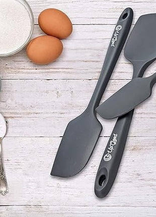 UpGood Silicone Spatula Set 600°F - High Heat Resistant Nonstick, Small and Large Kitchen Spatulas - Flexible BPA Free Professional Grade Cookware - Utensils for Cooking, Baking, Mixing(3 Pcs, Grey)