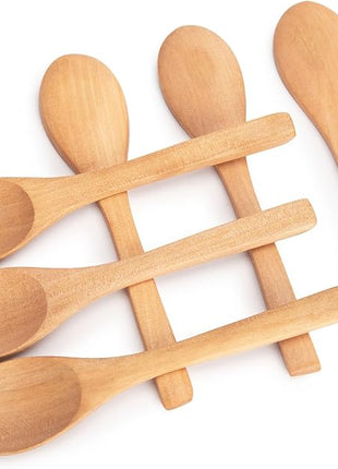 HANSGO Small Wooden Spoons, 6PCS Wooden Spoons for Eating Honey Coffee Tea Jam Bath Salts, 6 Inches