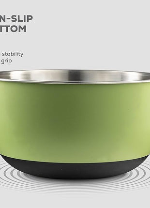 Double Wall Stainless Steel Mixing Bowls with Airtight Lids (Set of 4) Nesting Bowls for Space Saving Storage - Non-Slip Bottoms for Stability - Mixing Bowl Set For Cooking, Baking & Food Storage.