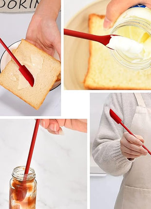 5 Piece Red Silicone Spatula Set, Heat Resistant Rubber Spatulas Set, Kitchen Spatula Set Dishwasher Safe for Nonstick Cookware Baking Cooking