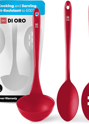 DI ORO Seamless Series 3-Piece Spoon/Ladle Set (RED)