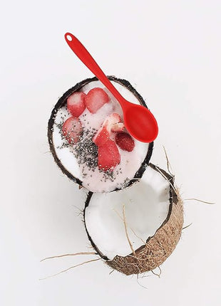 2 Pcs Silicone Spoons for Cooking Heat Resistant, Hygienic Design Cooking Utensi Mixing Spoons for Kitchen Cooking Baking Stirring Mixing Tools (Red)