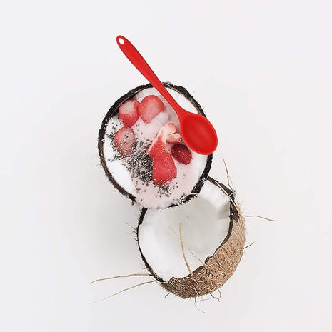 2 Pcs Silicone Spoons for Cooking Heat Resistant, Hygienic Design Cooking Utensi Mixing Spoons for Kitchen Cooking Baking Stirring Mixing Tools (Red)