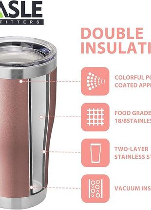 HASLE OUTFITTERS 20 oz Tumbler Bulk, Stainless Steel Tumblers with Lid, Vacuum Insulated Tumbler, Double Wall Tumbler Cup, coffee mugs, Rose Gold, 6 Pack