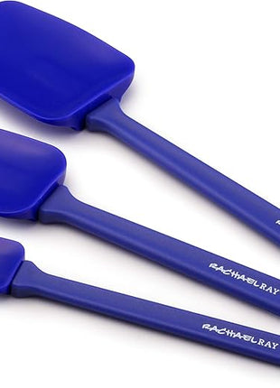 Rachael Ray Tools and Gadgets Solid Spoonulas / Scraping Cooking Utensil Set - 9-1/2-Inch, 10-Inch, and 12-1/2, Blue