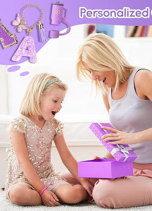 Mity rain 6PCS Cup Accessories Set for Stanley Cup 30oz 40oz tumbler with handle, Including Silicone Straw Topper Cover Cap and Boot, Spill Proof Stopper, Handle Charm, Initials Sticker (Letter A)