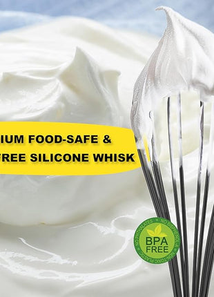 NileHome Upgrade Silicone Whisk Set 8" 10" 12" Kitchen Whisk Kitchen Wisk Wire Whisks for Cooking, Whisking, Blending, Beating, Stirring-Black