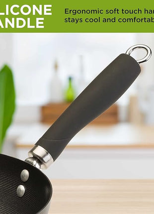 Ecolution Non-Stick Carbon Steel Wok with Soft Touch Riveted Handle, 8",Black