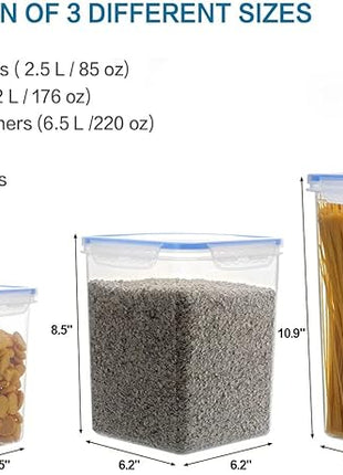VERONES Large Tall Airtight Food Storage Containers, 10 PACK Plastic Airtight Kitchen & Pantry Organization, Ideal for Flour & Sugar Plastic Canisters with Labels
