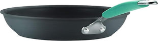 Rachael Ray 87643 Cucina Hard Anodized Nonstick Frying Pan Set / Fry Pan Set / Hard Anodized Skillet Set - 9.25 Inch and 11.5 Inch, Gray with Blue Handles