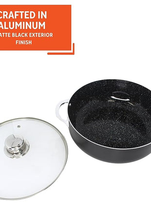 IMUSA 3.2Qt Bistro Ceramic Nonstick Caldero/Dutch Oven with Glass Lid, Black