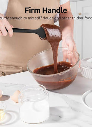 U-Taste Silicone Spatula Set, 600ºF High Heat Resistant, Seamless Food Grade Flexible Rubber Kitchen Cooking Mixing Baking Scraper for Nonstick Cookware Set of 3 (Black)