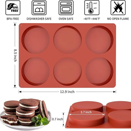 2 Pack Silicone Egg Mold for Breakfast Sandwiches, 4 Inch Non-Stick Jumbo Muffin Top Pan Round Baking Mold for English Egg Muffin, Hamburger Bun, Whoopie Pie