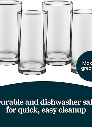 Libbey Heavy Base Drinking Glasses Set of 8, 15.5 Oz Elegant, Weighted Clear Water Glasses, Dishwasher Safe Glass Cups Set for Parties, Birthdays