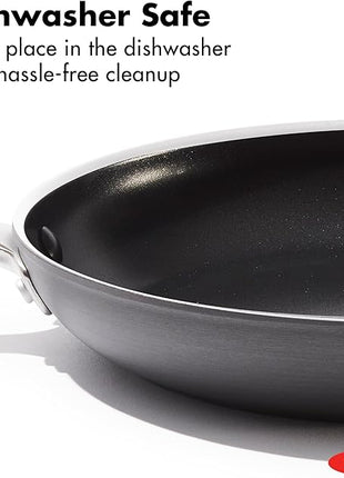 OXO 8”, 10” & 12” Non-Stick Every Day Frying Pan Set, BPA-Free Comfort Grip Silicone Handles, Dishwasher & Oven Safe, PFAS-Free Ceramic Skillets, Black
