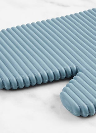 KITCHENAID Ribbed Soft Silicone Oven Mitt 2-Pack Set, 7.5"x13", Fog Blue