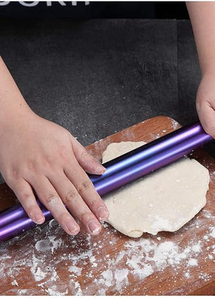 Berglander Rainbow Rolling Pin, 16.7 Inches Stainless Steel Colorful Matte Finish With Rainbow Titanium Plating Rolling Pin For Baking Pizza Dough, Pie, Cookie, Gift Ideas For Bakers.
