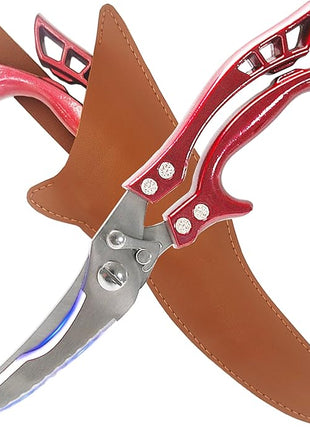 Heavy Duty Kitchen Shears by ANDONG, Kitchen Scissors,Stainless Steel Poultry Shears Heavy Duty Professional, Red