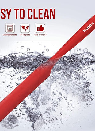 Walfos Silicone Jar Spatula - 600ºF Heat Resistant Kitchen Spatulas(2pcs), Strong Steel Core & One-Pieces Design,Mixing Batter & Cake Cream Spatulas, for Cooking & BPA Free & Dishwasher Safe, Red