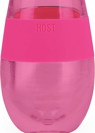 Host Cooling Cup Set of 1 Plastic Double Wall Insulated Freezable Drink Chilling Tumbler with Freezing Gel, Wine Glasses for Red and White Wine, 8.5 oz, Translucent Magenta