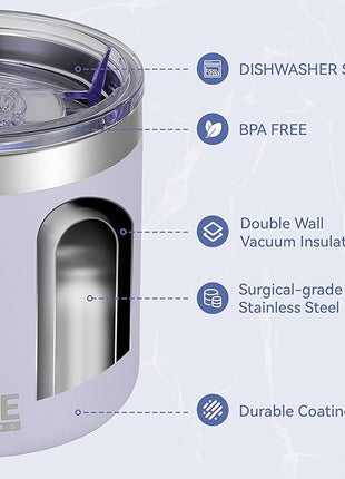 HASLE OUTFITTERS 10oz Insulated Tumblers with Lid and Straw,Stainless Steel Tumbler Travel Coffee Mug,Double Wall Reusable Tumbler Cup for Iced and Hot Drinks(Purple,12 Pack)