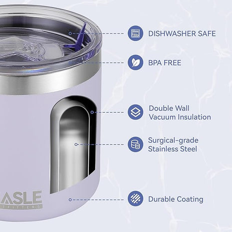 HASLE OUTFITTERS 10oz Insulated Tumblers with Lid and Straw,Stainless Steel Tumbler Travel Coffee Mug,Double Wall Reusable Tumbler Cup for Iced and Hot Drinks(Purple,12 Pack)