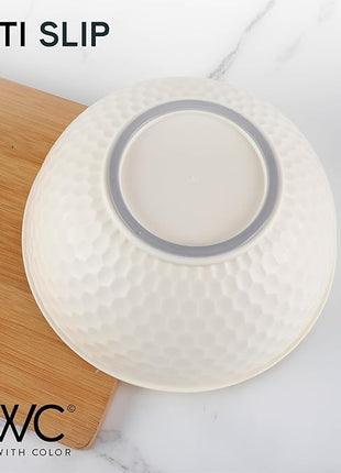 COOK WITH COLOR Mixing Bowls with Lids - 12 Piece Plastic Nesting Bowls Set includes 6 Prep Bowls and 6 Lids, Non Slip Bottom and Embossed Design - Microwave Safe (Teal)