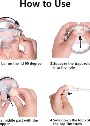 Silicone Spill Stopper Set Compatible with Stanley Cup 2.0 30oz & 40oz with Straw Cover (Set of 2, Rose Quartz)