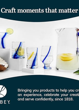 Libbey Blue Ribbon Goblet Glasses, Unique Blue Water Goblets Set of 8, Thick Stemmed Water Glasses for Sodas & Cocktails