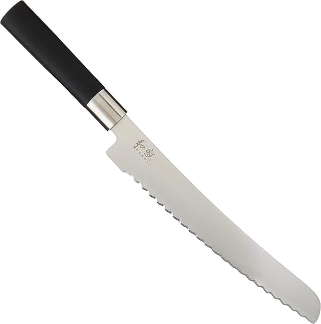 Kai Wasabi Bread Knife 9”, Wide Serrations are Gentle on Bread, Comfortable Handle Offers Secure Grip in Wet Conditions, Serrated Kitchen Knife