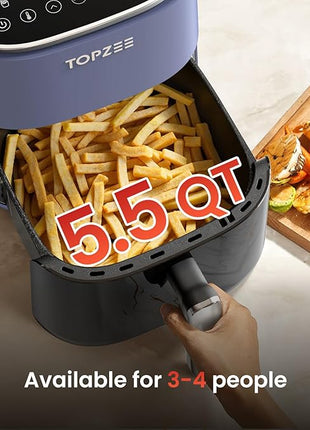 TOPZEE Air Fryer 12-in-1, Compact & Large 5.5-Qt Airfryer, 100-400℉ Precise Heat, 360°Hot Air Circulation, 95% Less Oil, Quick Easy Meals, Bake, Dry, Reheat, Frozen, Broil, Proof