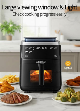 12-IN-1 Large Air Fryer, Non Toxic Steam Air Fryers with Superior Airflow, Self-Cleaning Smart Digital Air Fryer, Air Fry, Roast, Reheat, Dehydrate, Air Crisp Technology with 420F, 7.5 QT