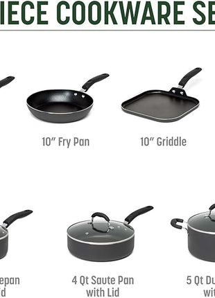 Goodful Ceramic Nonstick Pots and Pans Set, Premium Ceramic Coating Made without PFOA, PTFE or PFAS, Dishwasher Safe, 12-Piece, Charcoal Gray