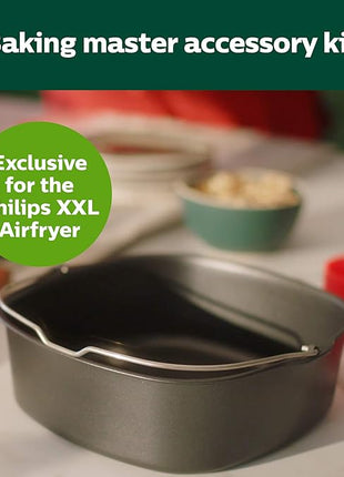 Philips Airfryer XXL Baking Master Kit for Philips Airfryer XXL models, Baking Pan and Silicone Muffin Cups, Dishwasher Safe Parts for Easy Cleaning and Storage, HomeID App, Black (HD9952/01)