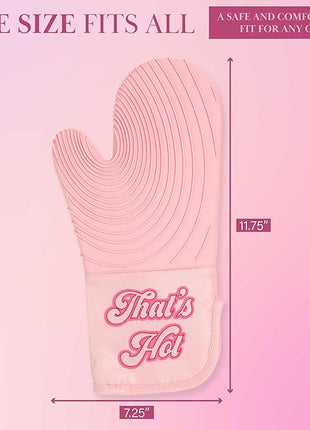 Paris Hilton Oven Mitt Set with Iconic That's HOT Design, Heat Resistant Pot Holders Featuring Non-Slip Textured Silicone Grips, 2-Piece Set, Pink