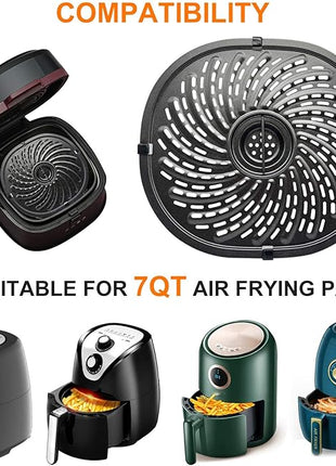 7QT Air Fryer Grill Pan Replacement Parts for PowerXL Gowise Air Fryers, 7QT Upgraded Grill Crisper Plate Tray Rack Grid Shelf with Rubber Bumpers for PowerXL, Non-stick, Dishwasher Safe