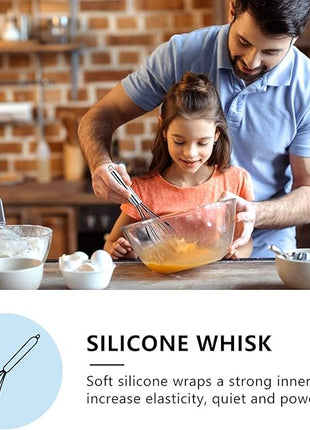 NileHome 4 Pack Silicone Spatula and Whisk Kitchen Utensils with Silicone Brush Heat Resistant BPA-free Rubber Spatula for Scraping, Baking, Cooking, Mixing-Black