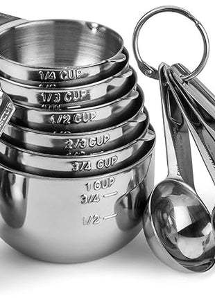 Hudson Essentials Stainless Steel Measuring Cups and Spoons Set - Stackable Set with Spout (11 Piece Set)